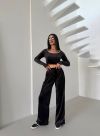 Стильний практичний костюмчик з велюру чорний №98272 - фото 3