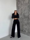 Стильний практичний костюмчик з велюру чорний №98272 - фото 4