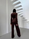 Стильний практичний костюмчик з велюру шоколад №98273 - фото 6