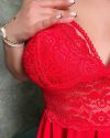 Нічна сорочка, гіпюровий ліф червоний №98282 - фото 3