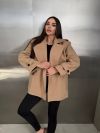 Утеплене кашемірове пальто на запах беж №98433 - фото 1