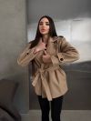 Утеплене кашемірове пальто на запах беж №98433 - фото 4