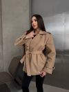 Утеплене кашемірове пальто на запах беж №98433 - фото 8