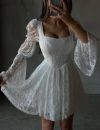 Вишукана мереживна сукня молочна №98440 - фото 3