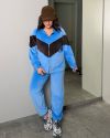 Жіночий велюровий костюм блакитний+шоколад №98464 - фото 1