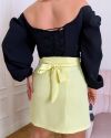 Спідниця на запах міні жовта №98620 - фото 3