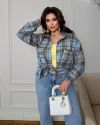 Стильна сорочка в клітинку блакитна №98785 - фото 2