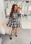 Сукня бежева в синю клітинку №98803 - фото 2