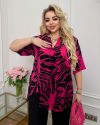 Туніка фуксія з чорним №98890 - фото 3