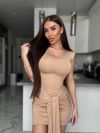 Сукня міні бежева №98974 - фото 2