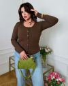 Весняна базова кофта шоколад №99102 - фото 1