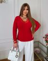 Лонгслів з мереживом червоний №99107 - фото 1