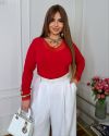 Лонгслів з мереживом червоний №99107 - фото 4