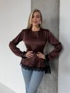 Блуза з шовку шоколад №99234 - фото 1