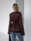 Блуза з шовку шоколад №99234 - фото 3