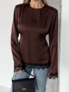 Блуза з шовку шоколад №99234 - фото 4