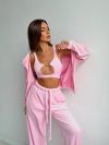 Велюровий Костюм трійка рожевий №99254 - фото 1