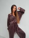 Велюровий Костюм трійка шоколад №99256 - фото 1