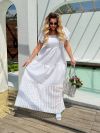 Стильна літня сукня з льону біла №99305 - фото 2
