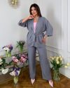 Стильний прогулянковий костюм зі льону «Бохо» сірий №99333 - фото 1