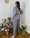 Стильний прогулянковий костюм зі льону «Бохо» сірий №99333 - фото 3