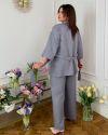 Стильний прогулянковий костюм зі льону «Бохо» сірий №99333 - фото 6