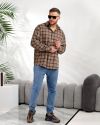 Чоловіча сорочка в клітинку бежева №99539 - фото 3