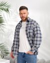 Чоловіча сорочка в клітинку джинс №99540 - фото 1