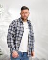 Чоловіча сорочка в клітинку джинс №99540 - фото 2
