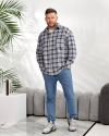 Чоловіча сорочка в клітинку джинс №99540 - фото 3