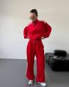 Стильний зручний костюм з лампасами на змійці червоний №99594 - фото 8