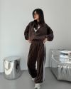 Стильний зручний костюм з лампасами на змійці шоколад №99595 - фото 6