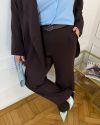Брюки з паском шоколад №99627 - фото 1