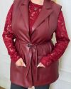 Стильна двійка (лонг+жилет) бургунді №99686 - фото 4