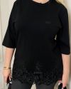 Подовжена футболка в стилі чорна №99689 - фото 2