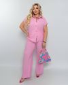 Костюм з легкого льону рожевий №99778 - фото 3