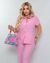 Костюм з легкого льону рожевий №99778 - фото 5