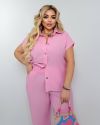 Костюм з легкого льону рожевий №99778 - фото 6