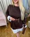 Стильна туніка-сукня з імітацією сорочки шоколад №99902 - фото 2