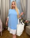 Стильна туніка-сукня з імітацією сорочки блакитний №99903 - фото 3