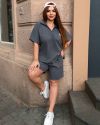 Жіночий стильний костюм з шортами графіт №99914 - фото 2