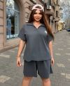 Жіночий стильний костюм з шортами графіт №99914 - фото 4