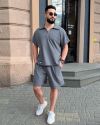 Чоловічий стильний костюм з шортами графіт №99919 - фото 3