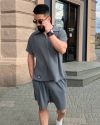Чоловічий стильний костюм з шортами графіт №99919 - фото 5