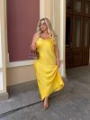 Спокуслова сукня з атласу жовта №99925 - фото 1