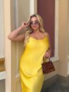 Спокуслова сукня з атласу жовта №99925 - фото 4