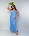 Спокуслова сукня з атласу блакитна №99929 - фото 1