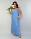 Спокуслова сукня з атласу блакитна №99929 - фото 2