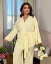 Легкий брючний костюм жовтий №99935 - фото 4