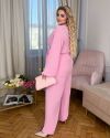 Легкий брючний костюм в кольорі барбі №99937 - фото 2